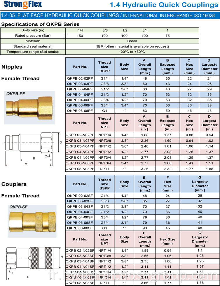 Hydraulic Quick Coupling ISO16028 QKPB